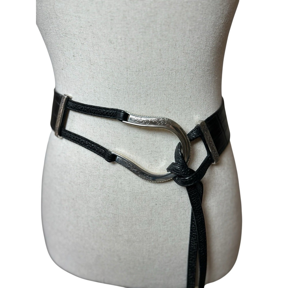 Brighton Black Horseshoe Double Barrel Statement Belt S/M Western Equestrian